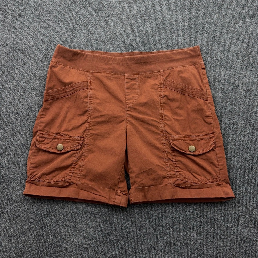 Wearables XCVI Cargo Utility Shorts Womens M Burnt Orange Pull On Stretch Hiking